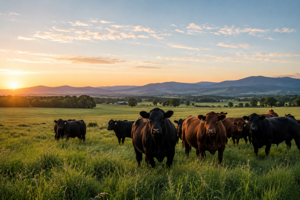 Cattle grazing in pasture